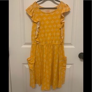 🤩BOGO yellow boho print dress with pockets!